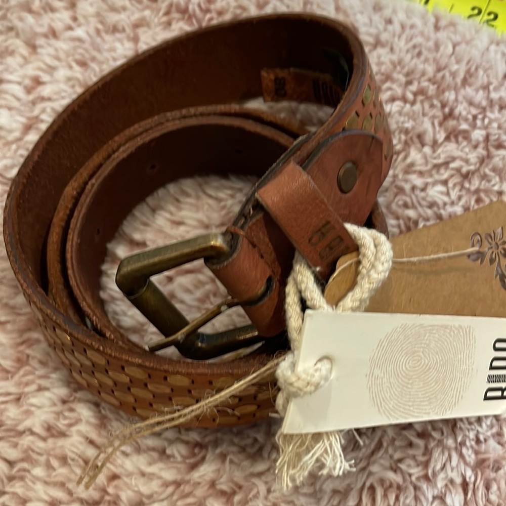 Real leather belt with brass